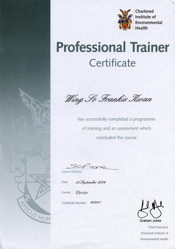 trainer certificate